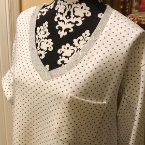 Conspiracy V-Neck, distressed Silver trimmed, white & Gray pocket sweatshirt